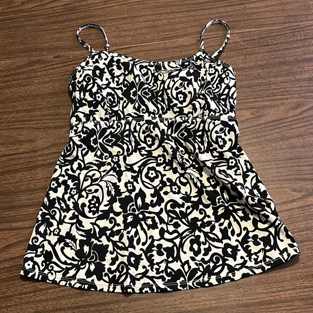 Motherhood Small Tankini Bathing Suit Black White